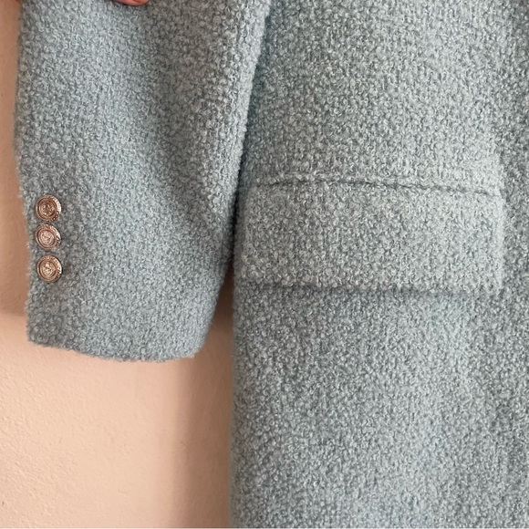 Zara Blue Textured Double Breasted Wool Blend Coat Blogger Favorite Size S - Picture 6 of 9